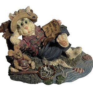Boyds Bears & Friends Purrstone VTG 1999 Opie Baithook Catch Of The Day Figurine